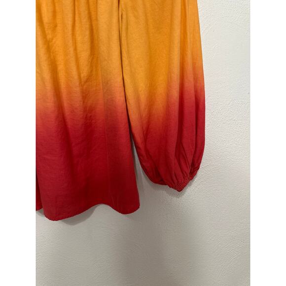 Linen Charter Club Luxury Boho Hippie Balloon Sleeve Ombré Top XL Festival - Picture 5 of 12